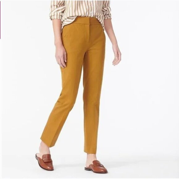 J. Crew Women Pants 2 Petite Remi Bi-Stretch Cotton Brown Orange Ankle Office - Picture 1 of 11